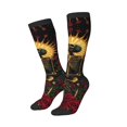 thumbnail image 1 of Knee High Socks for Women Men Athletic - Gothic Skeleton with Roses Thigh-High Black Sole Comfort Breathable Long Socks for Casual Travel Running, 1 of 7