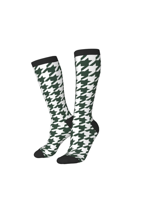 Knee High Socks for Women Men Athletic - Scottish Checkered Thigh-High Black Sole Comfort Breathable Long Socks for Casual Travel Running