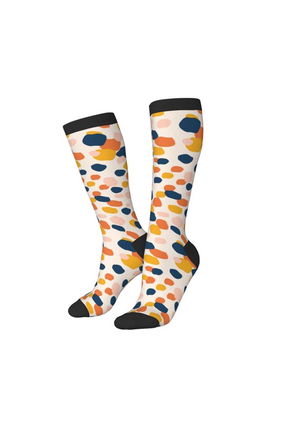 Knee High Socks for Women Men Athletic - abstract bubbles drops print Thigh-High Black Sole Comfort Breathable Long Socks for Casual Travel Running
