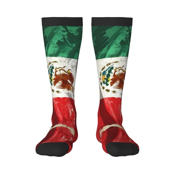 Knee High Socks for Women Mexico-Flag- Print Long Tube Sock Uniform Socks
