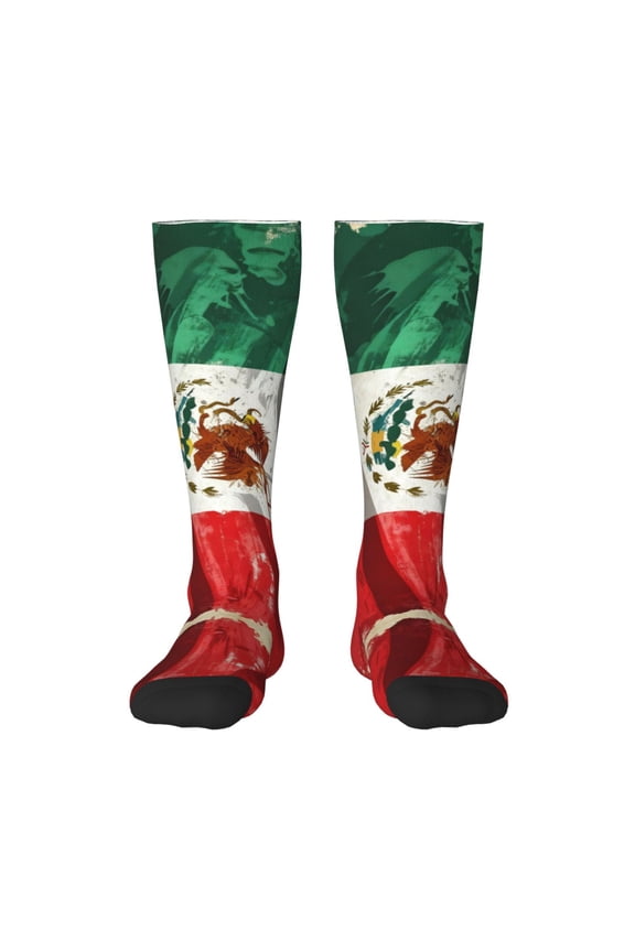 Knee High Socks for Women Mexico-Flag- Print Long Tube Sock Uniform Socks