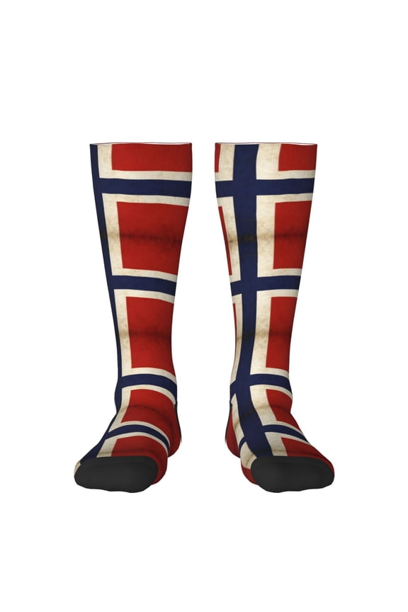 Knee High Socks for Women Norwegian Flag Long Tube Sock Uniform Socks