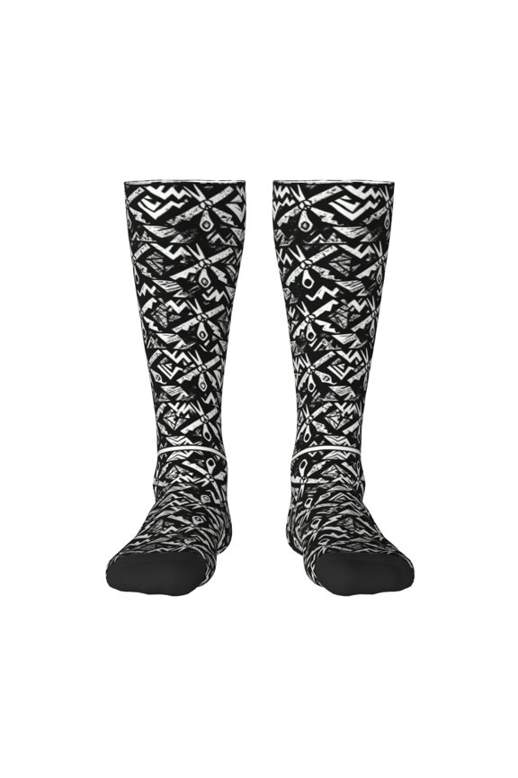 Knee High Socks for Women Peace Scissors Comb Pattern Long Tube Sock Uniform Socks