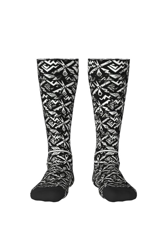 Knee High Socks for Women Peace Scissors Comb Pattern Long Tube Sock Uniform Socks