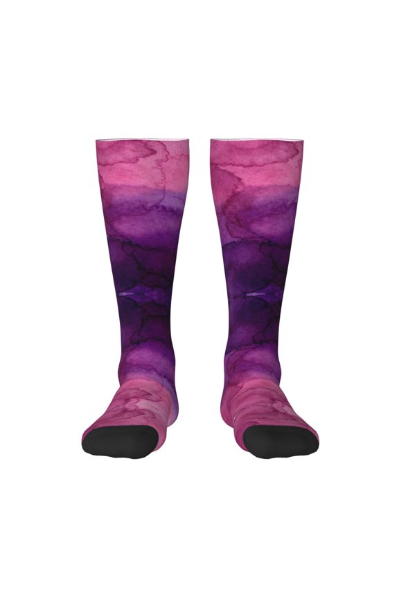 Knee High Socks for Women Purple Paint Long Tube Sock Uniform Socks