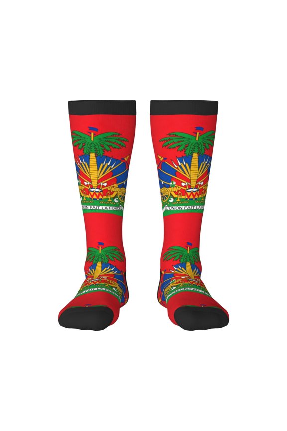 Knee High Socks for Women Red Coat Of Arms Of 鈥宧aitians Long Tube Sock Uniform Socks