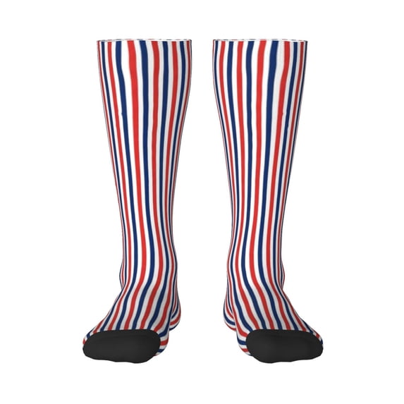 Knee High Socks for Women Red White And Blue Striped Long Tube Sock Uniform Socks