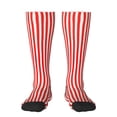 thumbnail image 1 of Knee High Socks for Women Red White Vertical Stripe Pattern Long Tube Sock Uniform Socks, 1 of 7