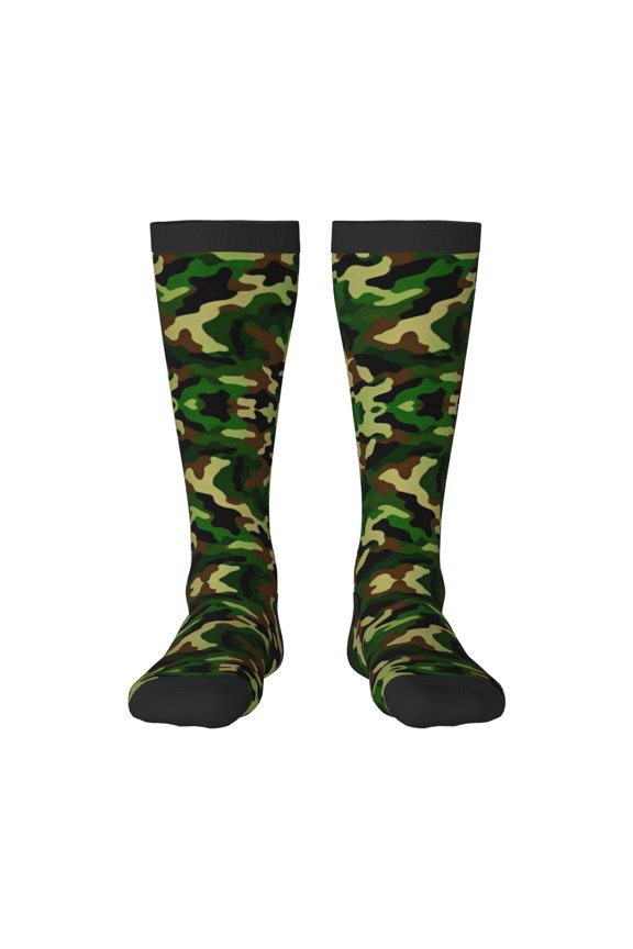 Knee High Socks for Women Retro Camouflage Pattern Long Tube Sock Uniform Socks