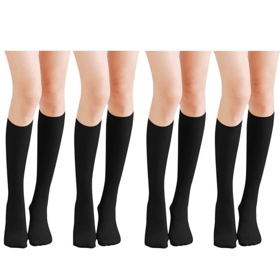 Knee High Socks for Women Soft Breathable Tube Socks Athletic Long High Stockings Black 4PCS
