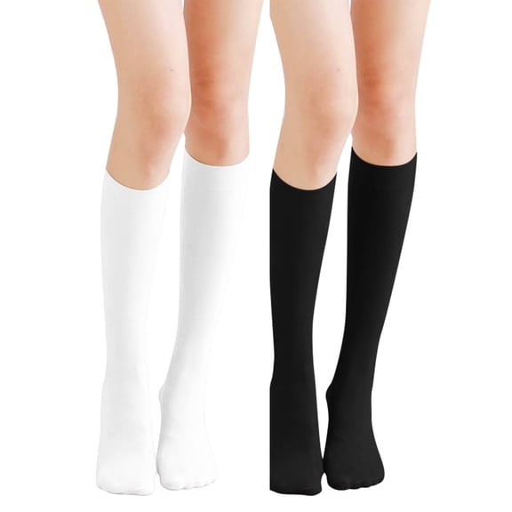 Knee High Socks for Women Soft Breathable Tube Socks Athletic Long High Stockings White Black
