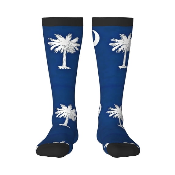 Knee High Socks for Women South Carolina Flag Pattern Long Tube Sock Uniform Socks