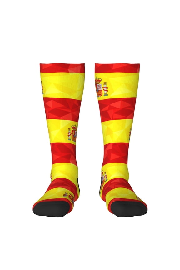 Knee High Socks for Women Spanish Flag Long Tube Sock Uniform Socks