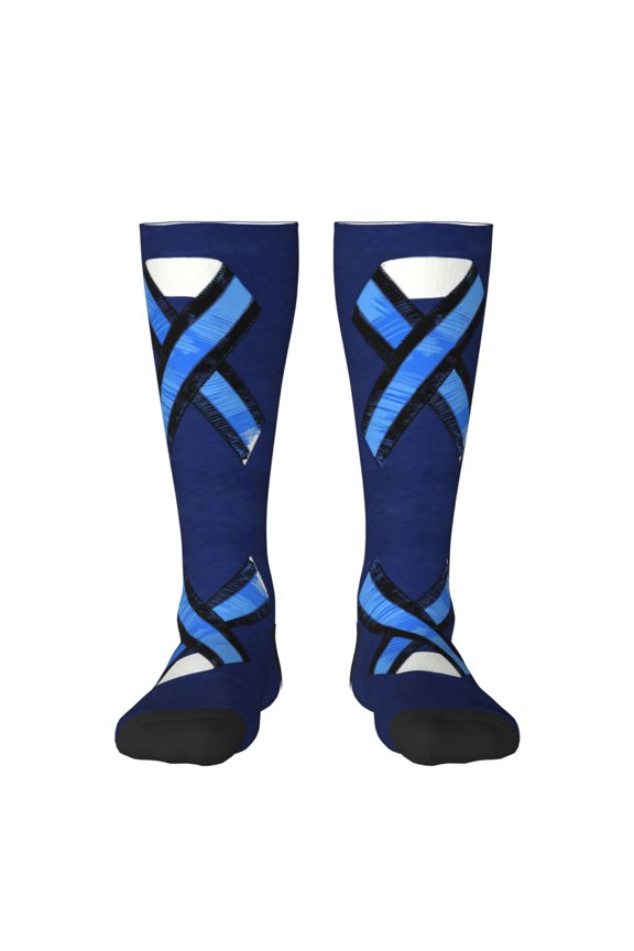 Knee High Socks for Women Thin Blue Line Satin Ribbon Long Tube Sock Uniform Socks