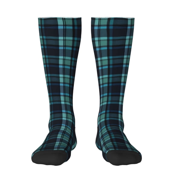 Knee High Socks for Women Vintage Tartan Plaid Print Long Tube Sock Uniform Socks