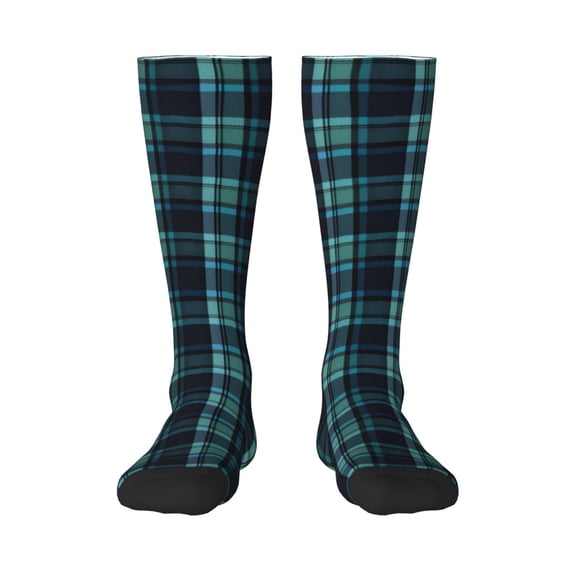Knee High Socks for Women Vintage Tartan Plaid Print Long Tube Sock Uniform Socks