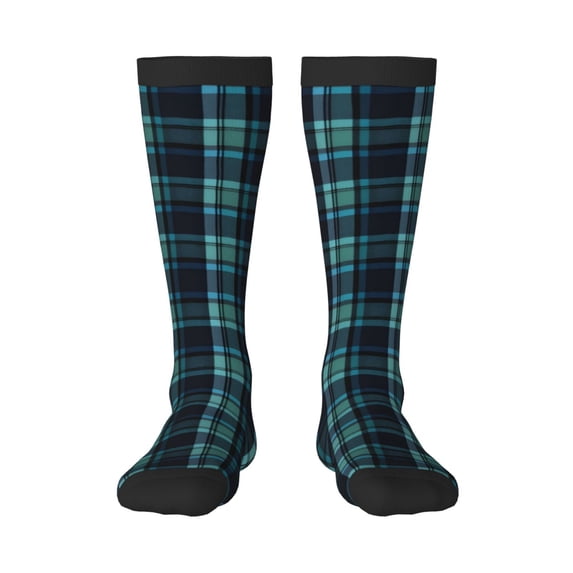 Knee High Socks for Women Vintage Tartan Plaid Print Long Tube Sock Uniform Socks