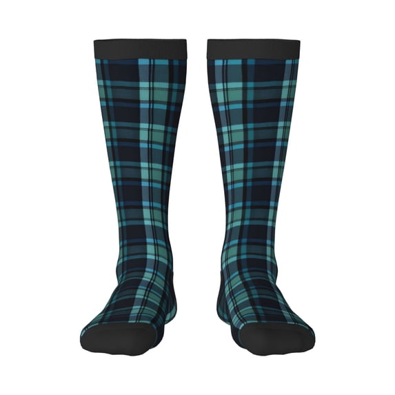 Knee High Socks for Women Vintage Tartan Plaid Print Long Tube Sock Uniform Socks