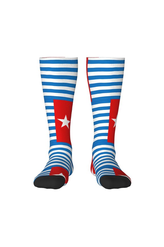 Knee High Socks for Women West Papua National Flag Long Tube Sock Uniform Socks
