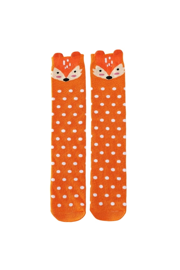 Knee High Socks with Cat Face Embroidery and Flower Pattern Comfortable Soft Knit Material for Children Girls Boys