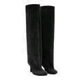 thumbnail image 1 of Knee High Square Toe Stiletto Heel Boots for Women, Black Suede Wide Calf Long Winter Slouchy Formal Heeled Shoes 2026, 1 of 5