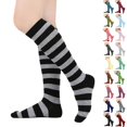 thumbnail image 1 of Knee High Striped Socks for Women - Long Thin Tube Sports Thigh High Socks Tall Stockings Gray, 1 of 4