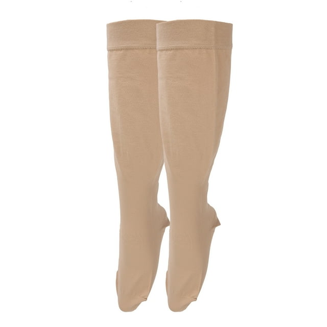 Knee High Varicose Vein Stockings Plus Size Close Toe 23 To 32mmHg Compression Support Stockings