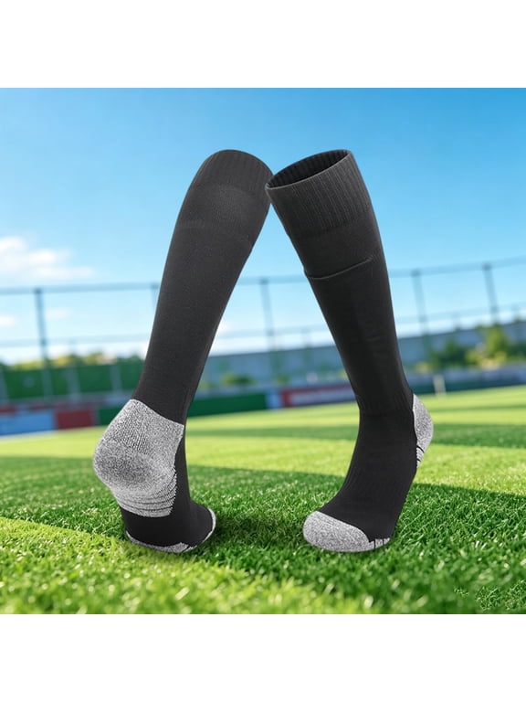 Knee High Youth Football Socks With Padded Shin Guard Pocket Athletic Sports Long Stockings for Kids Age 4 To 12
