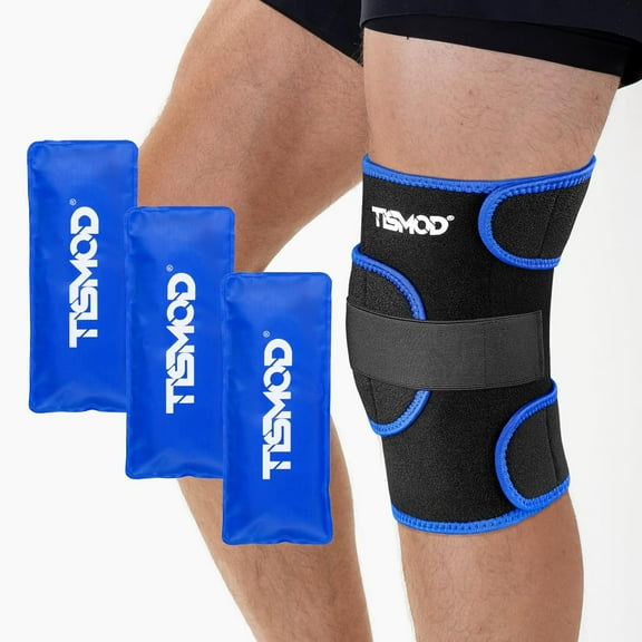 Knee Ice Pack Wrap - Cold/Hot Gel Compression Brace Support For Swelling, Knee Surgery, Meniscus Tear, ACL,MCL, PCL, Women, Men (Blue)