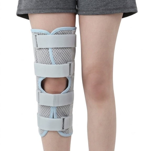 Knee Immobilizer Brace Straight Leg Support Brace with Adjustable Straps & Soft Moisture-Wicking Lining