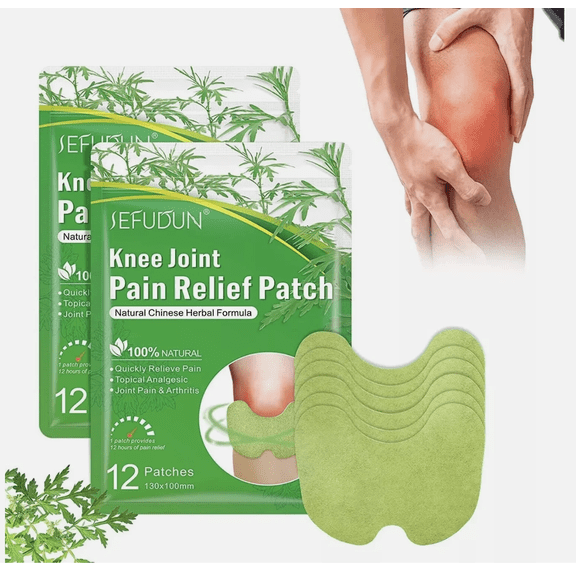 Knee Joint Support Patches with Wormwood, Herbal Supplement Patches, 2 Packs, 24 Patches Total