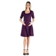 thumbnail image 1 of 24seven Comfort Apparel Maternity Scoop Neck Elbow Sleeve Knee Length Skater Dress, 1 of 4