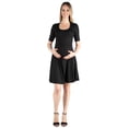 thumbnail image 1 of 24seven Comfort Apparel Maternity Scoop Neck Elbow Sleeve Knee Length Skater Dress, 1 of 4