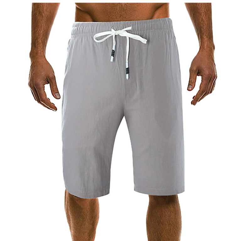 Knee Length Bermuda Shorts for Mens Straight Type Casual Summer Shorts Elastic Drawstring Waist Half Pants Joggers Short Pants with Pocket Walmart