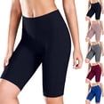 thumbnail image 1 of Knee Length Biker Shorts for Women Tummy Control Yoga Workout Gym Running Volleyball Compression Shorts with Pockets, L, 1 of 8