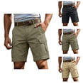 thumbnail image 1 of Knee Length Cargo Shorts for Men Summer Casual Lightweight Wide Straight Leg Relaxed Fit Work Shorts with Pockets, 1 of 9
