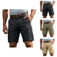 thumbnail image 1 of Knee Length Cargo Shorts for Men Summer Casual Lightweight Wide Straight Leg Relaxed Fit Work Shorts with Pockets, 1 of 9