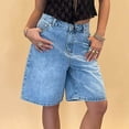thumbnail image 1 of Knee Length Denim Shorts For Women Casual Loose Wide Leg Long Shorts Summer Stretch Denim Shorts With Pockets Denim Pants for Women Size 20 High Waist Women Pants Womens Clothes Size 20 Pants Women 18, 1 of 5