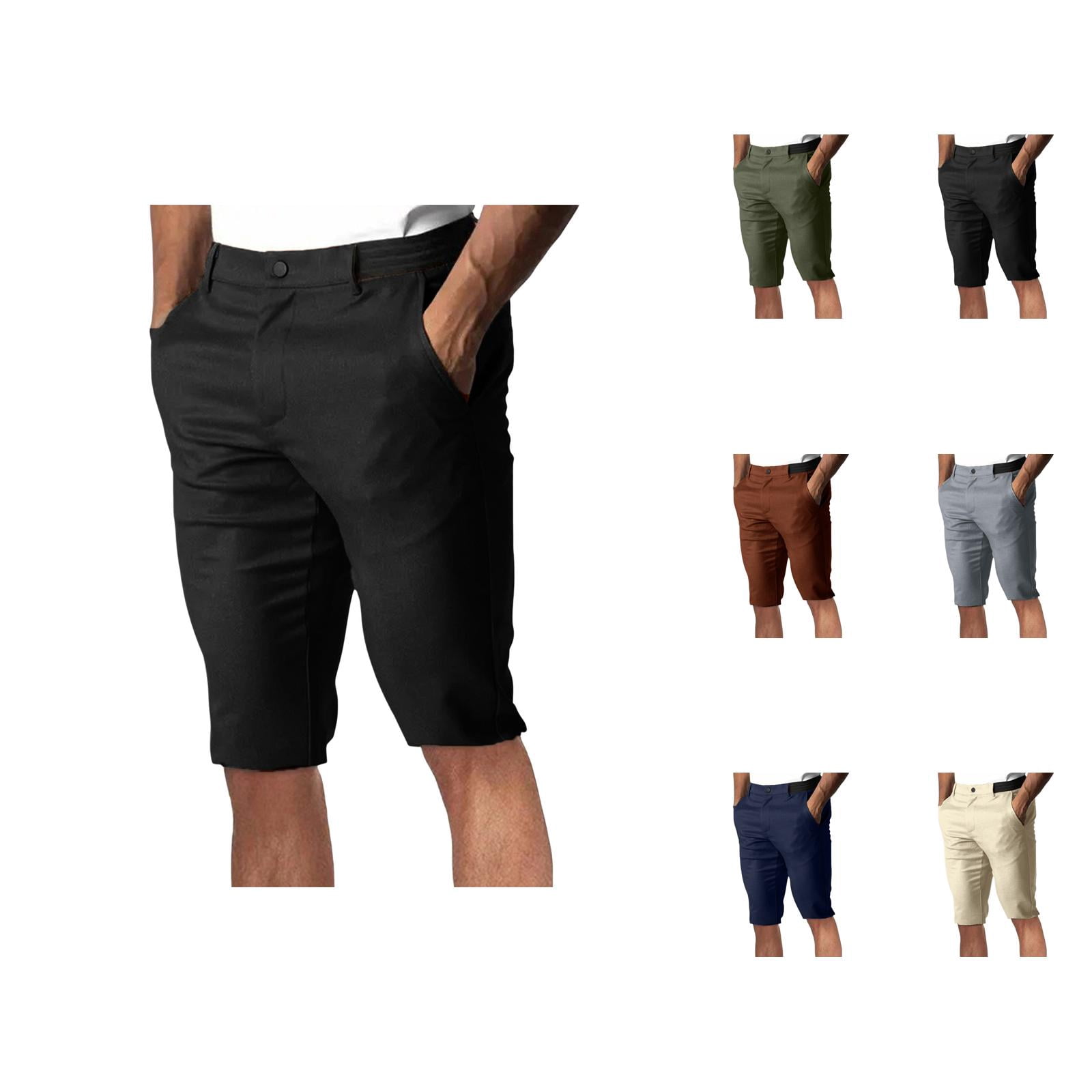 mens knee length dress shorts for Men Business Casual Summer Straight Leg Slim Fit Work Shorts with Pockets jen11/12