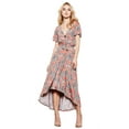 thumbnail image 1 of Knee-Length Faux Wrap Damask Print High-Low Dress, 1 of 1