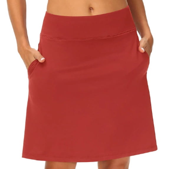 Knee Length Golf Skorts for Woman Long Athletic Tennis Skirts Built-in Shorts with Pockets Casual Skirts UV Protection