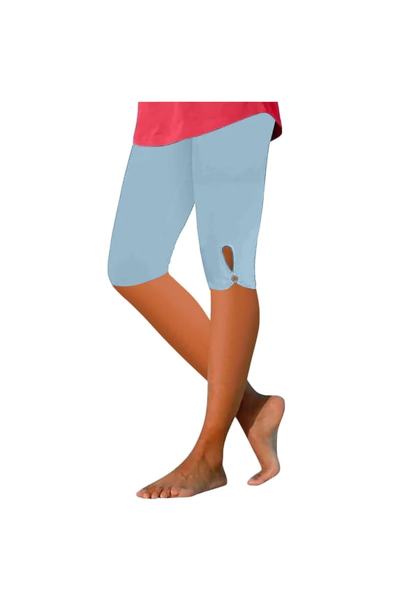 Knee Length Leggings for Womens High Waisted Tummy Control Capri Yoga Pants Ladies Lounge Beach Vacation Joggers