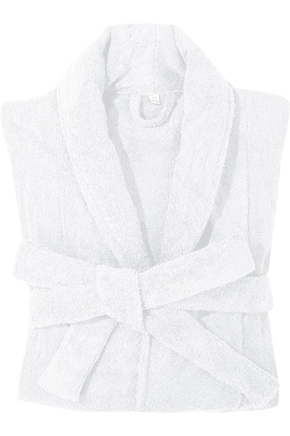 Knee Length Mens Bathrobe, Pure Cotton Terry Cloth Hotel Bathrobe Super Absorbent Towel Robe, White