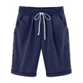 thumbnail image 1 of Knee Length Shorts Women, Audhol Shorts for Women Knee Length Plus Size Summer Elastic Waist Beach Long Shorts with Pockets Womens Shorts Casual Blue3 M, 1 of 5
