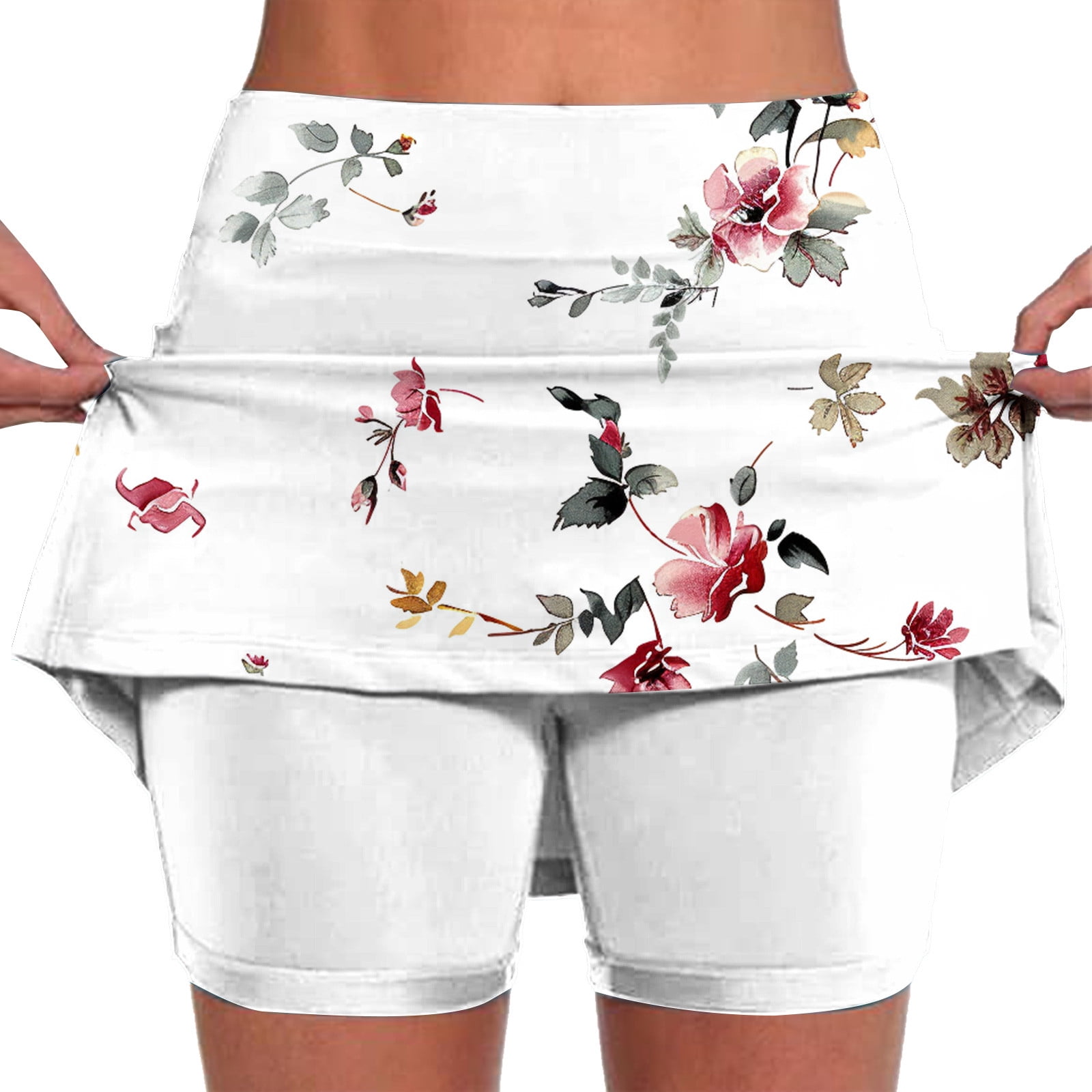 Knee Length Skorts Skirts for Women with Pockets Fashion Flora Graphic High Waisted Athletic Tennis Golf Skort for Casual Summer Walmart