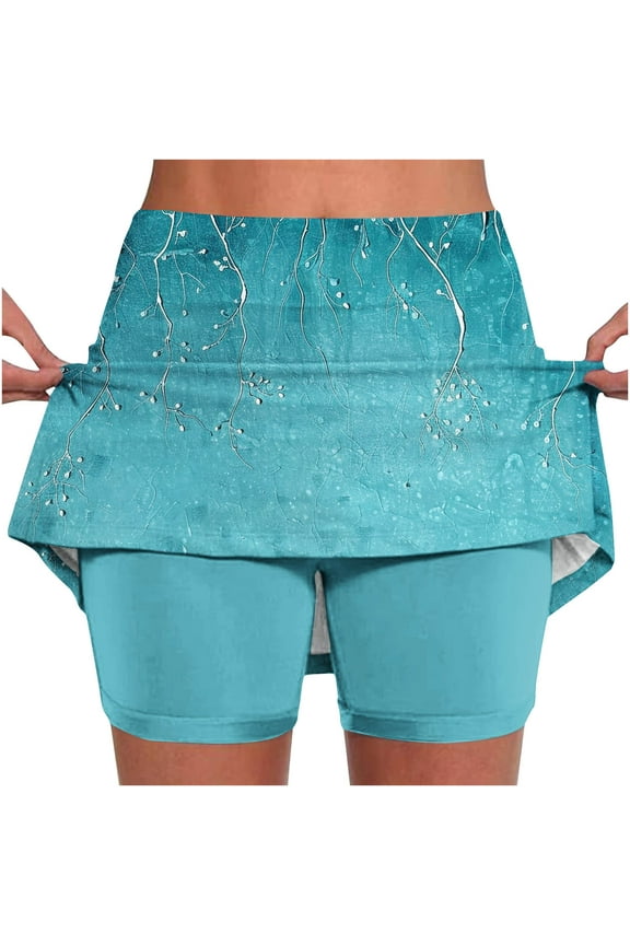 Knee Length Skorts Skirts for Women with Pockets Fashion Flora Graphic High Waisted Athletic Tennis Golf Skort for Casual Summer