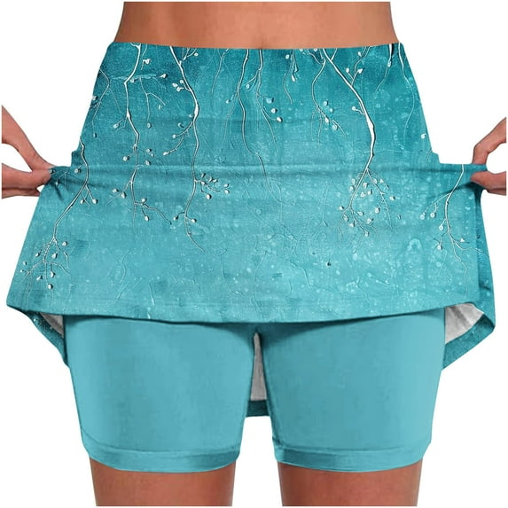 Knee Length Skorts Skirts for Women with Pockets Fashion Flora Graphic High Waisted Athletic Tennis Golf Skort for Casual Summer