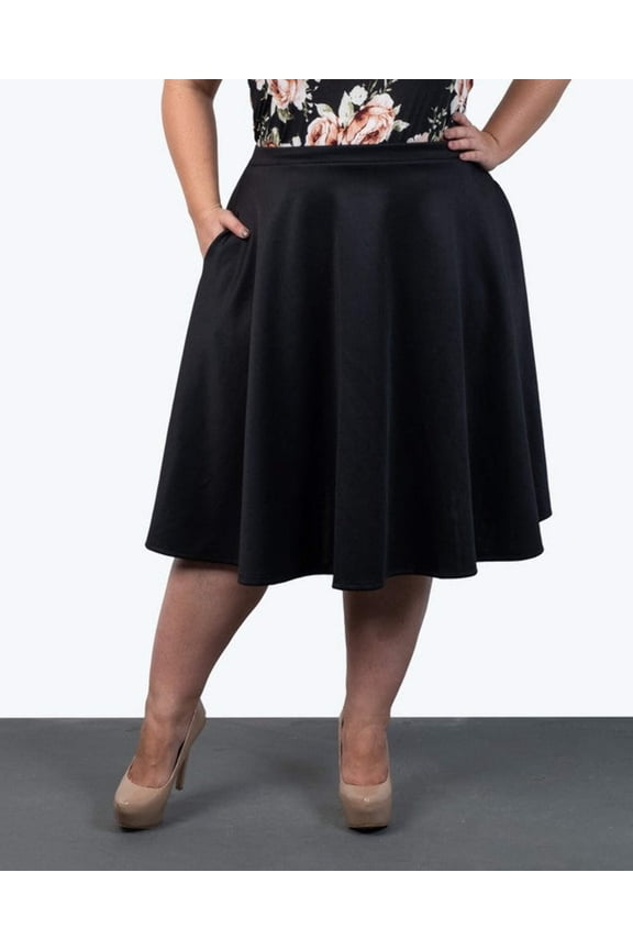Knee Length circle skirt with side seam pockets