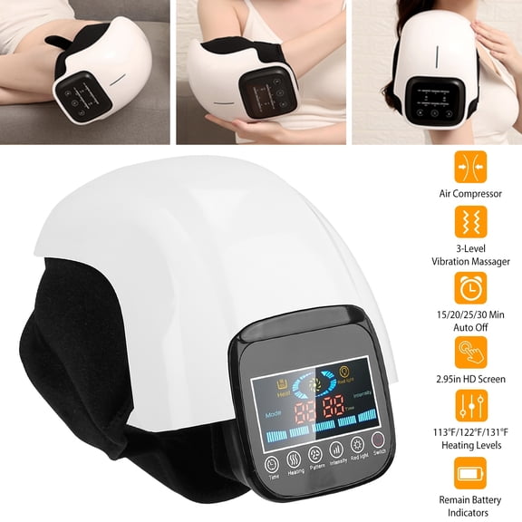 Knee Massager - Air Bag Multi-Frequency Vibration & Heating Function, HD Screen Control, Rechargeable USB, Adjustable Strap - Relieves Knee Pain for All Knee Issues - Gift for Elders/Sport Lovers