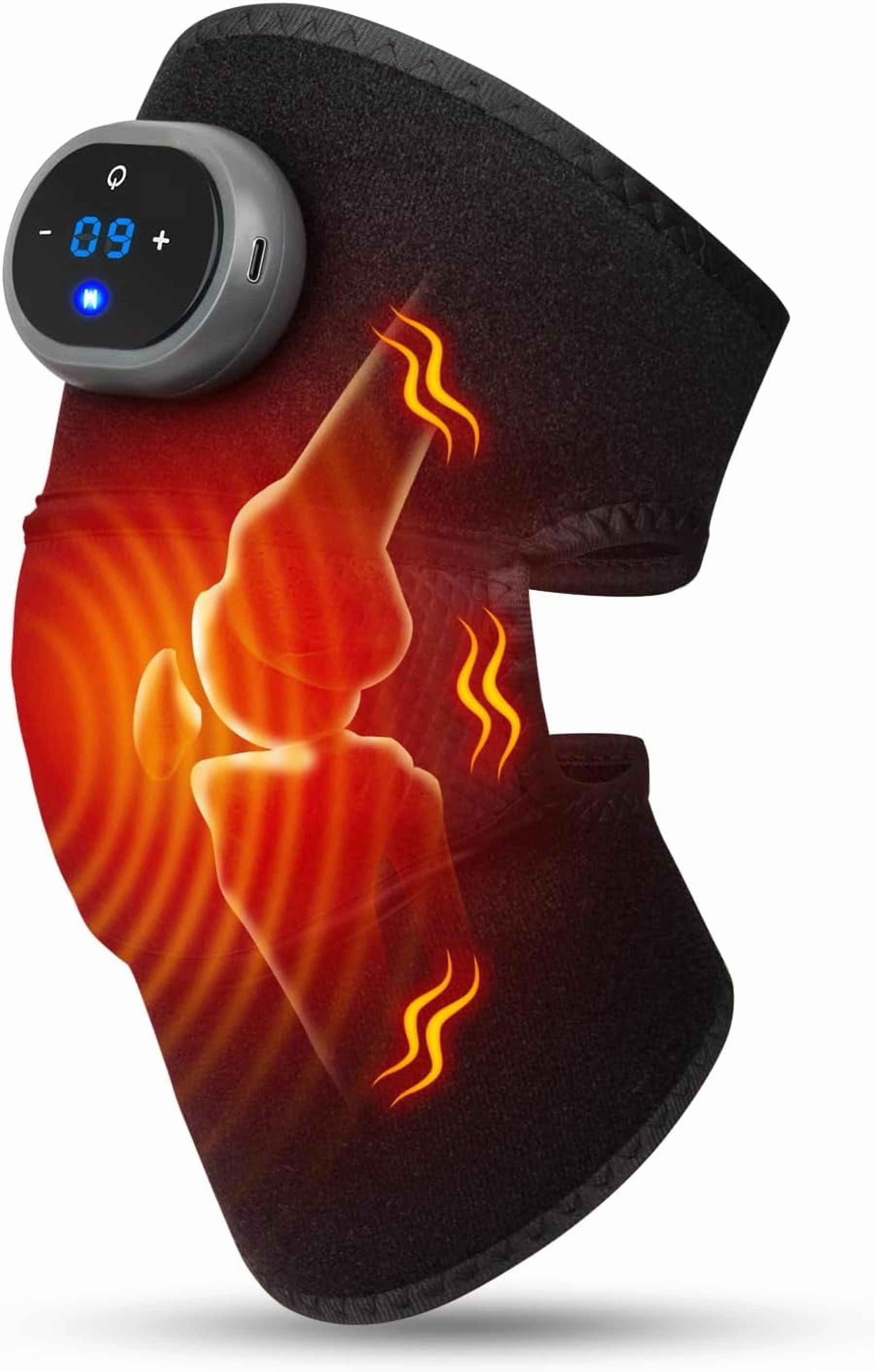 Knee Massager with Heat and Vibration Massage, Knee Brace Pain Relief for Joints Elbow Shoulder Ligament and Muscles Injuries, Two Adjustable Straps, Suit for Family Home